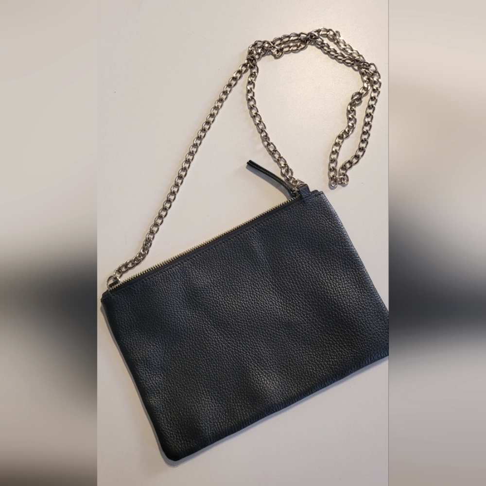 Italian Leather Black Crossbody Purse